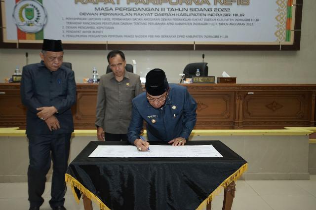 Pemerintah Daerah dan DPRD Kabupaten Indragiri Hilir Setujui Perubahan APBD Tahun Anggaran 2022