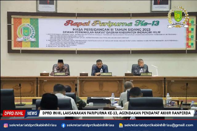 DPRD Inhil Gelar Rapat Paripurna ke-13 Masa Persidangan III Tahun 2023